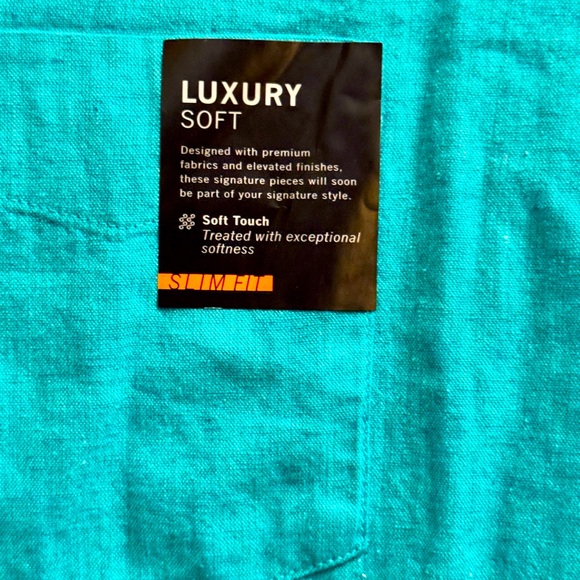 NWT Marc Anthony men’s teal button up short sleeve shirt, size medium - Picture 3 of 6